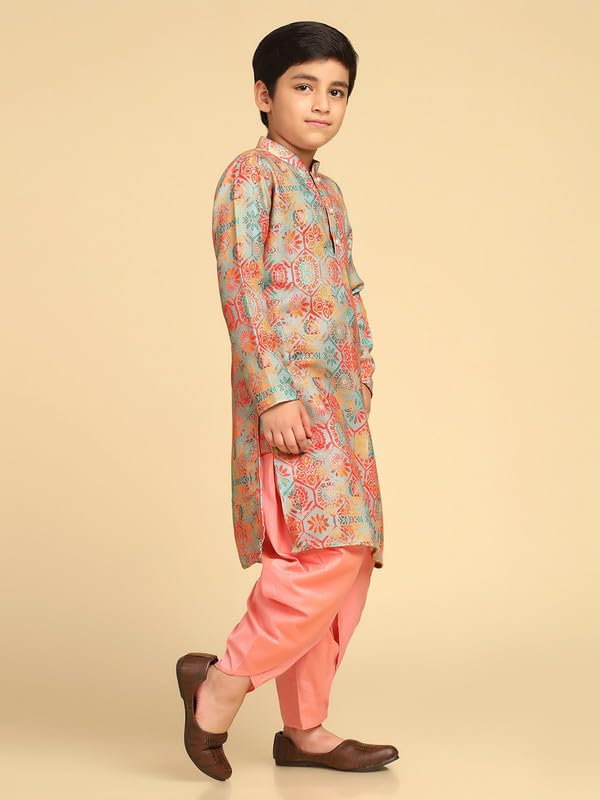 Kisah Boys Kurta | Pashmina Printed Ethnic Wear For Kids Wedding And Occasions-Kk-1025-9-10 Years Multicolour