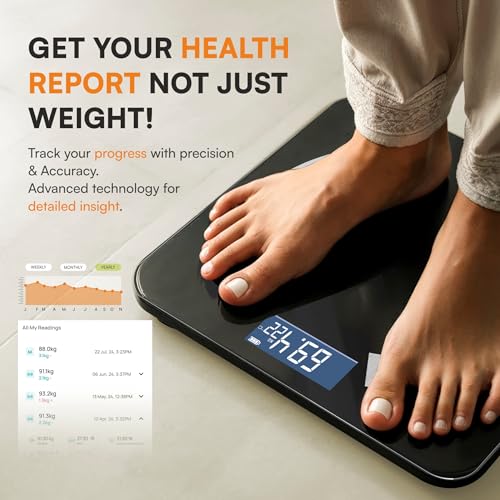 Image of Bluetooth Smart Scale, BMI Weight Machine for Body Weight with 18 Body Parameters, Body Fat Analyzer Machine & Body Composition Scale with APP, LED Display & 2 Years Warranty (‎FIT PRO 2025-1)