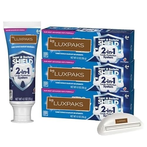 LUXPAKS Kinderzahnpasta Erdbeergeschmack 3er-Pack
