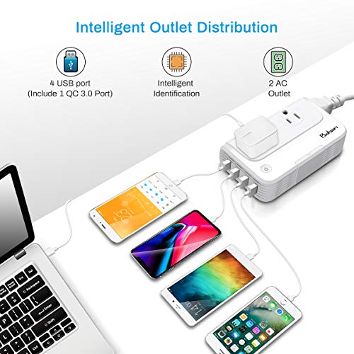 Baban Voltage Converter Travel Adapter, Step Down 220V to 110V Power Converter with 4-Port USB Charging, Worldwide Plug Adapter with UK/AU/US/EU/in/IT Plug for International Travel, White - Thumbnail 7