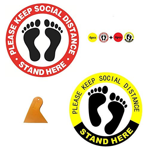 12 pcs Autocollant plancher Affiche distanciation physique
