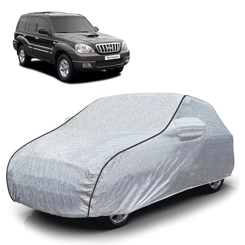 Image of Sulfar 100% Waterproof Car Body Cover Compatible with Mirror for Hyundai Terracan (Triple Stitched, Full Bottom Elastic, Magic Silver with Black Piping)