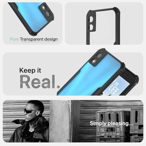 Image of Pikkme itel A23 Pro Back Cover | Crystal Clear Transparent Back | Ultra Hyrbid | Full Camera Protection | Raised Edge | Bumper Back Case (Black)