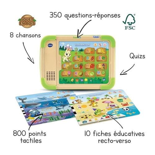 VTech - TactiKid, My Educational Tablet - Wooden Part, Screen-Free Toy, Wooden Tablet - Multicolor - 3/5 years - English Content - Image 4