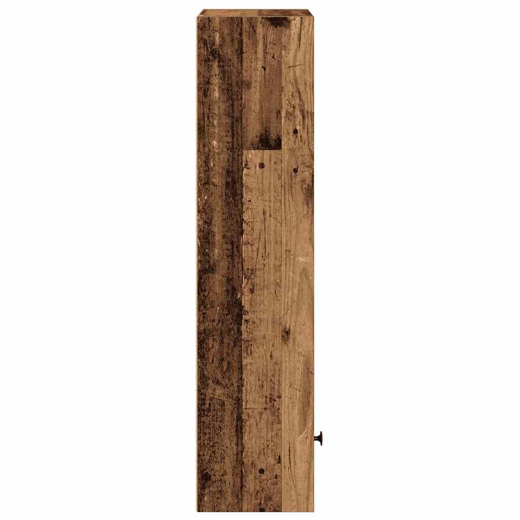 Librería con aspecto de madera envejecida, 31 x 24 x 102 cm, estantería estrecha con puerta, estantería versátil vintage para biblioteca, estantería, estantería baja, alto espacio de