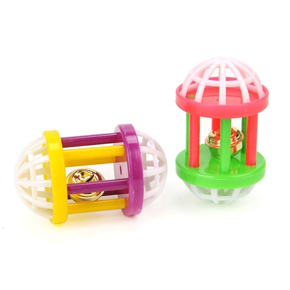 RvPaws Hollow Rolling Bell Ball Parrot Balls Toy Pet Bird Toy Parrot Chew Cage Fun Toys Parakeet Cockatiel Pet Toy for Lovebird Dog Puppy Cat- 2 Pcs Pack 4