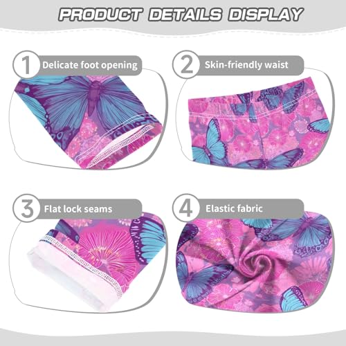 senya Girls Printed Leggings Yoga Pants Blue Butterfly Powder Flower for Kids in 4t to 10 Years, 4T3