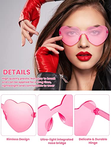 Dunzy 100 Pairs Heart Shaped Sunglasses Rimless Heart Sunglasses Candy Color Eyewear Party Wedding Glasses3