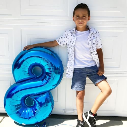 Image of 6 Balloon Numbers Birthday Decorations, 40In Dark Blue Balloons for Party | Eye-catching Appearance, Perfect Decorative Centerpieces, Convenient Self-sealing Structure, Widely for Various Occasions