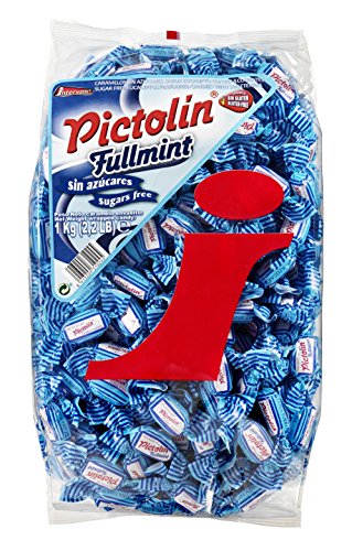 Intervan Pictolin Caramelos duros sin azúcar de menta completa, dulces de menta fuertes, 1 kg