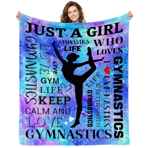 Gymnastics Stuff Gifts for Teen Girls Gymnastics Blanket for Girls Room Decor Christmas Birthday Gifts for Gymnast Soft Cozy Throw Blanket for Couch Bed 60 X 50
