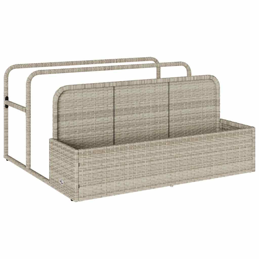 Pool Aufbewahrungsbox Hellgrau 110x100x57 cm Gartenbox aus PE-Rattan für Poolspielzeug und Zubehör