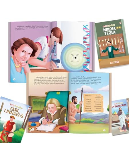 Image of Story Books for Kids (Set of 15 Books) (Illustrated) - Scientists - Biographies for Children - Einstein, Newton, CV Raman, Homi Bhabha, Abdul Kalam, Pythagoras, Nikola Tesla, Carl Linnaeus, - Age 6+