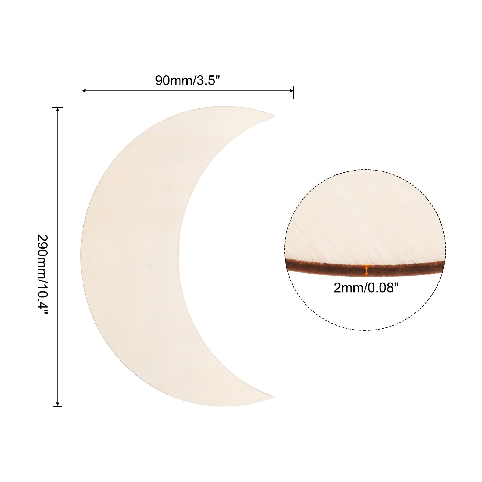 PATIKIL 11.4"x3.5" Wooden Moon - Image 2