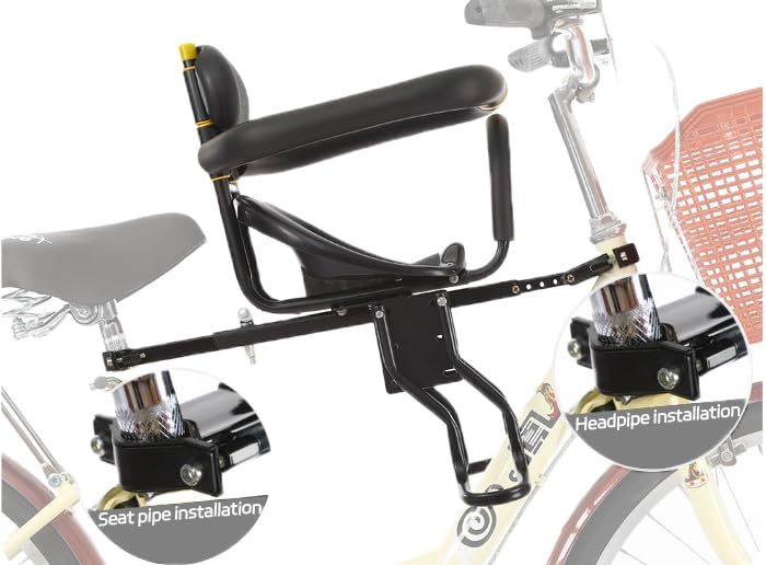 Bike Child Seat, Bike Kids Seat with Cushion Backrest Armrest and ​Fence Guadrail, Electric Bike Child Seat for 2-6 Years Old, High Seat Cushion