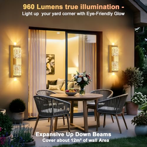 Image of Smart Outdoor Wall Light, RGB, App and Alexa, Gold, 12W 1-Pack
