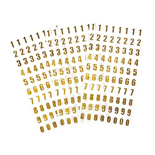 6Sheets 0 To 9 Numbers Stickers Self Adhesive Decoration Embellishment Label Decorative Label For Scrapbook Poster Boards Gifts Diy Crafts (Gold) #TOP3