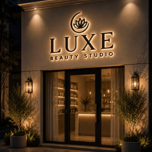 Large Custom Business Logo Sign, Personalized 3D Led Reverse Channel Letters Business Signs for Wall, Customized Illuminated Business Logo Sign for Storefront Building Salon Retail Office Studio Club Restaurant