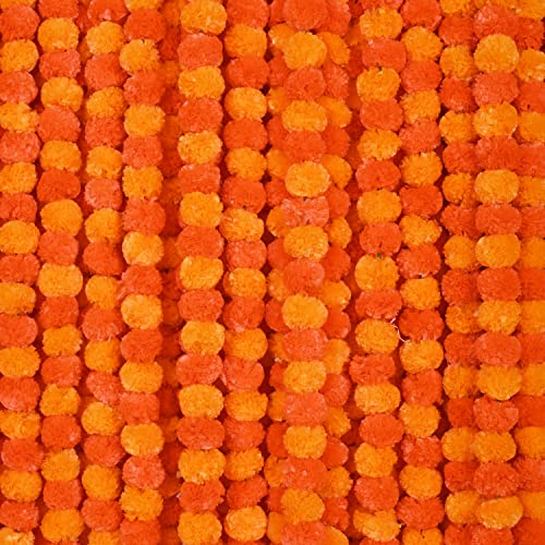 Image of DIYANA IMPEX Marigold Garland for Decoration 5 Pcs of 5 feet Long Strands Artificial Marigold Flowers, Indian Decor for Pooja, Wedding Christmas, Party Events Decorations (Mango + Orange)