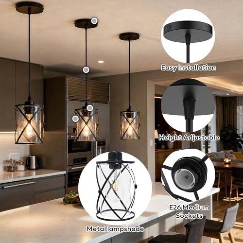 Phaosio 3 Light Pendant Lighting, Farmhouse Hanging Light Fixture by Phaosio - Used condition - Image 3