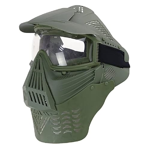 Tenoburian Tactical Airsoft Mask with Lens Goggles, Neck Protection Full Face Mask for CS Movie Props Paintball Cosplay
