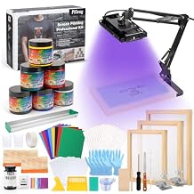 Pllieay 73 Pieces Screen Printing Kits, All-in-One Silk Screen Printing Kit, Screen Print Supplies Includes UV LED Exposure Screen Printing Light