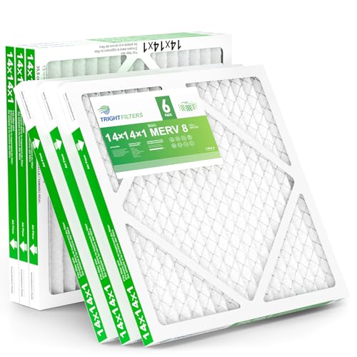 TRIGHTFILTERS 14x14x1 Air Filter 6 Pack, Durable MERV 8 Pleated Home HVAC AC Furnace Filters, Lightweight Compact Air Conditioner Filter Replacement