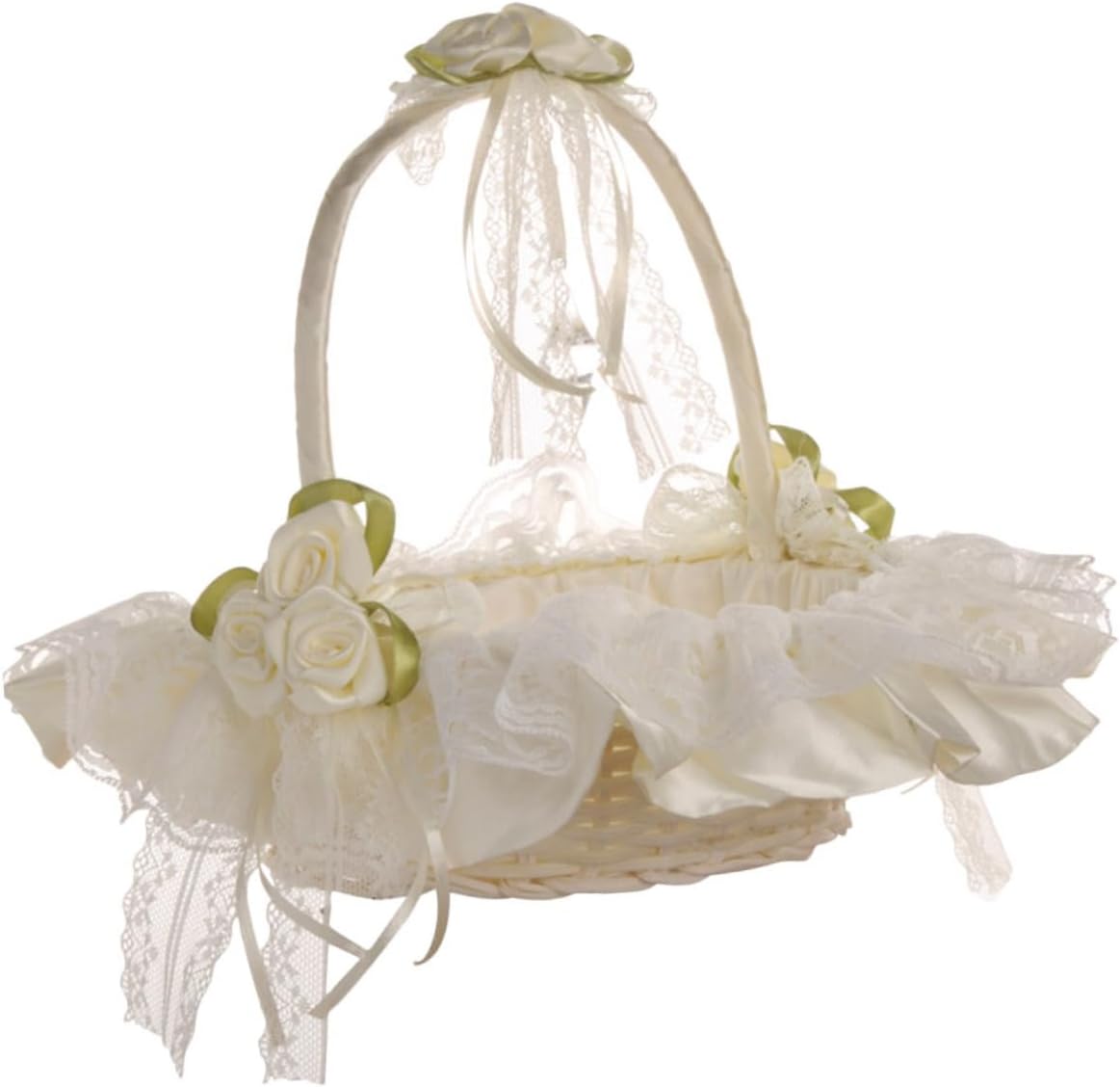 FOMIYES Wedding Flower Girl Basket with Lace Handle Small White Fabric Basket for Bridesmaids Wedding Ceremony Supplies