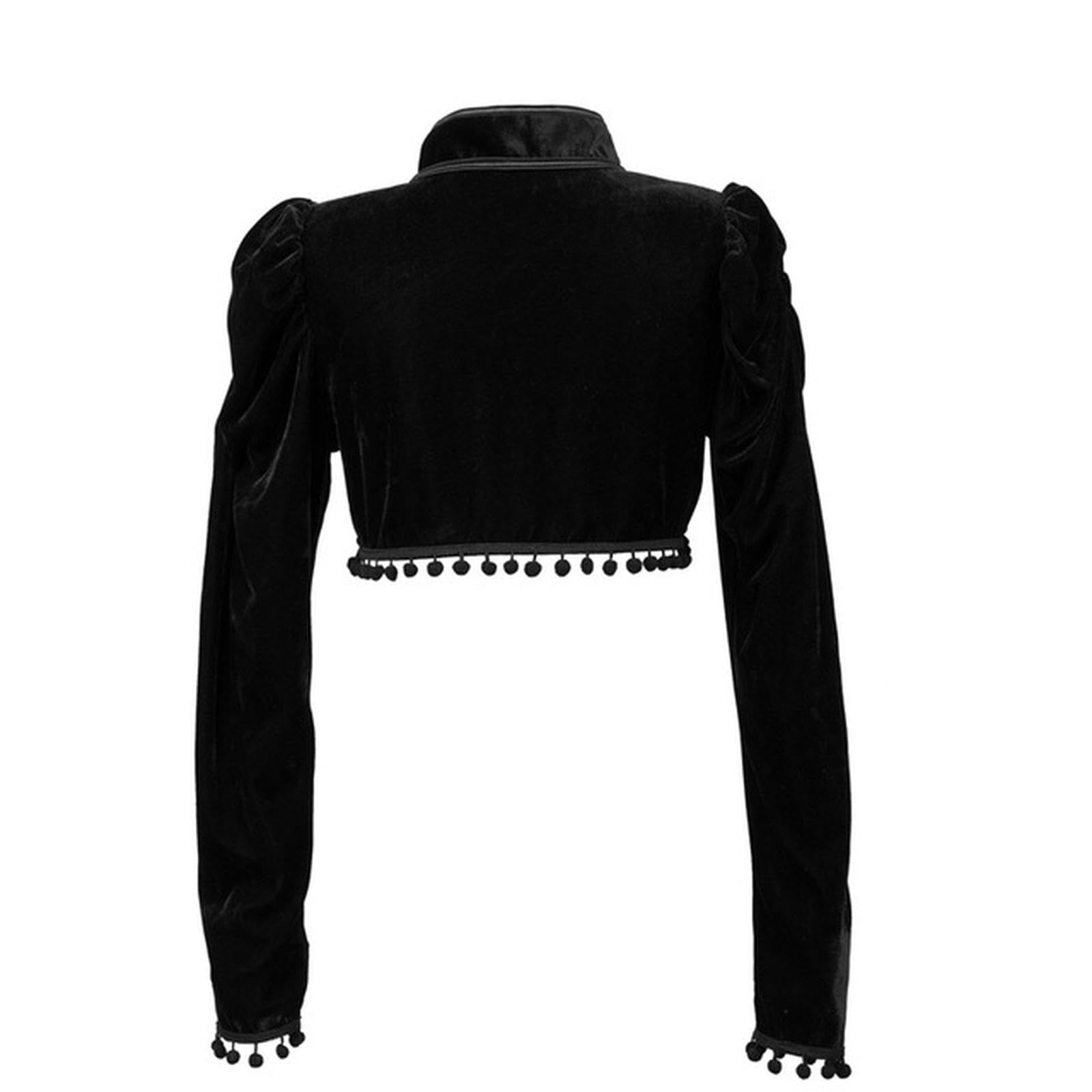 Ayazer Women's Black Gothic Velvet Short Steampunk Crop Jacket Long Sleeve Party Bolero Victorian Coat Vintage Corset Accessories Outerwe-Xxl