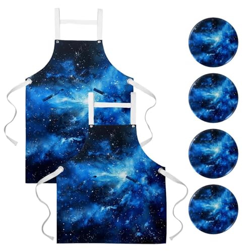 Tablier de serveuse Galaxie bleue pour bistrot, pâtisserie et nettoyage de la maison