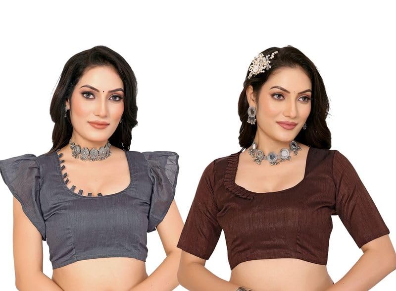 Image of Women's Multicolor Satin Striped Printed Saree with Unstitched Blouse Piece (Pack of 2) P2 MD RS WB SAT6001 1 WB SAT6010 4 BZ