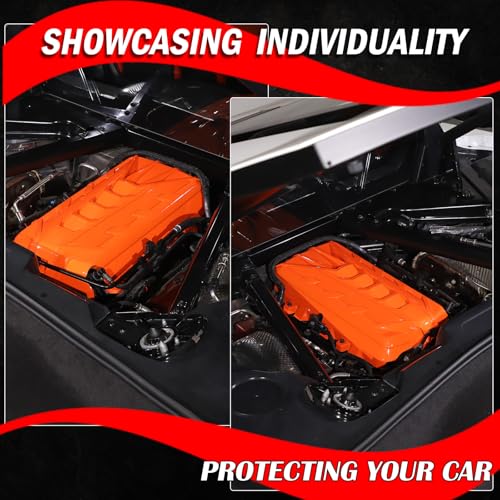 Image of for Corvette C8 Engine Cover Trim Compatible with Corvette C8 2020-2025 Stingray E-Ray Z51 Engine Bay Protection Panel Cover Trim Exterior Accessories ABS (Orange)