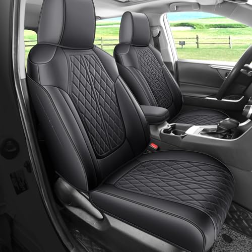 DuDuWang Rav4 Seat Covers Custom Fit for Toyota Rav4 Full Set Faux Leather Car Seat Covers Waterproof Full Coverage (Black, Gas Model 2019-2025 LE/XLE/Premium/Limited)