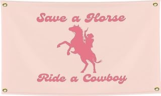 Snatelows Save A Horse Ride A Cowboy Flag 3x5Ft for College Dorm Room Decor,100D Polyester,Flags with 4 Brass Grommets for Bedroom Wall. (3x5ft)