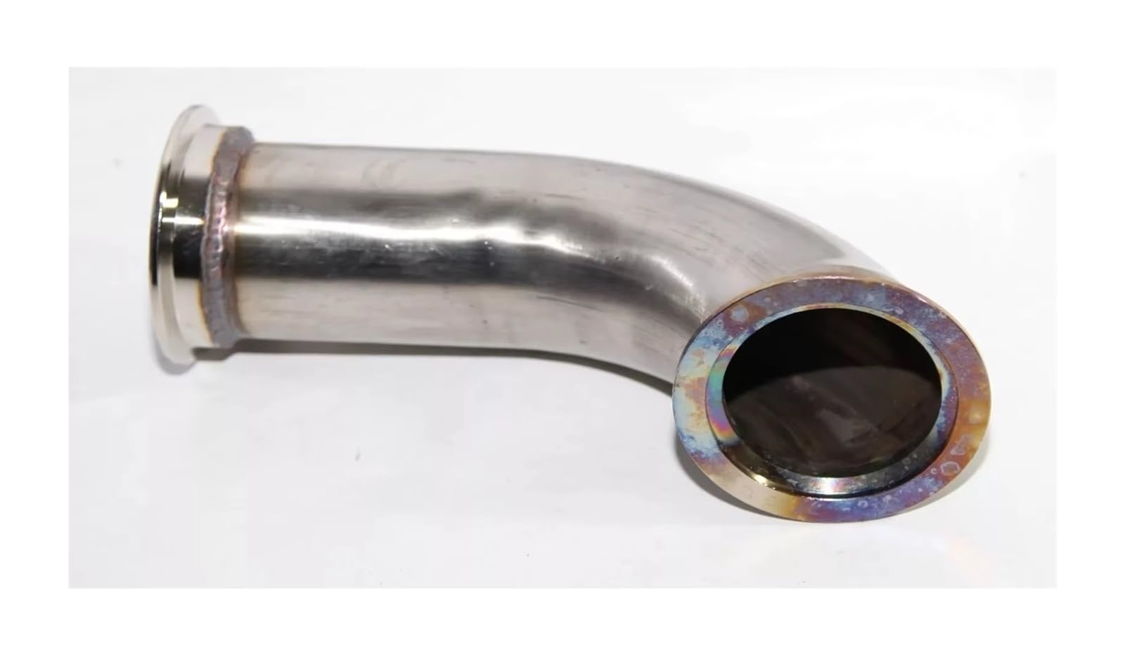 Terminale di Scarico Adattatore universale a gomito da 90 gradi in acciaio inox, flangia a V da 2,5"ID terminale scarico auto