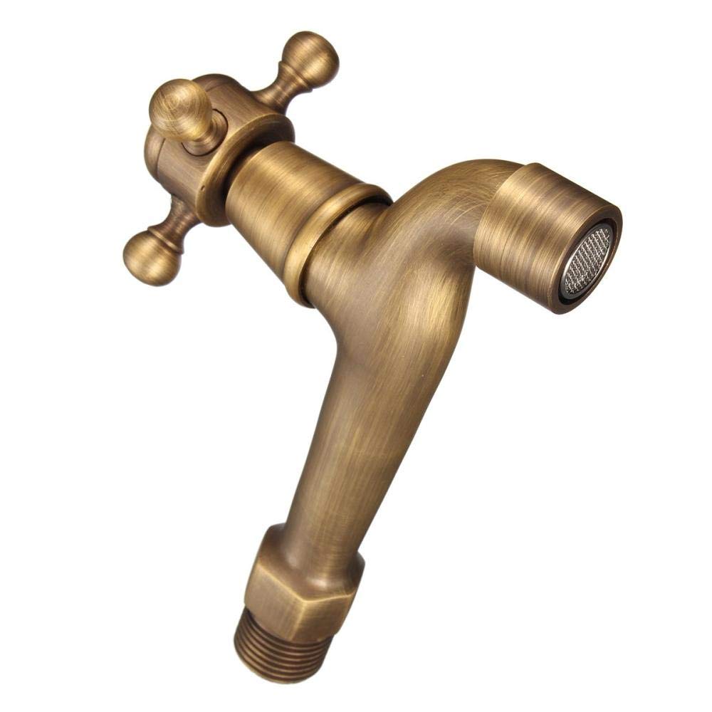 Grifo de Agua del Fregadero para Lavabo, Perilla giratoria montada en la Pared de latón Antiguo Vintage, grifos de Agua para jardín, baño, fregona, máquina de Agua
