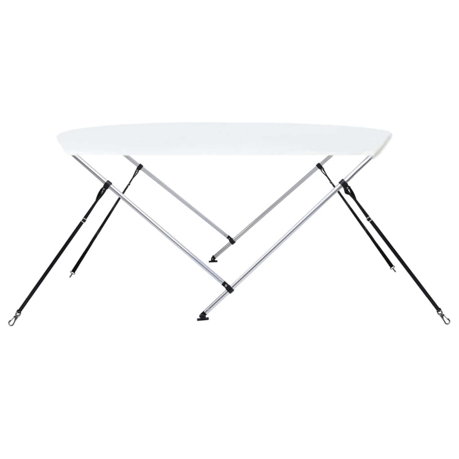 Homgoday Telone per barca Bimini, telaio a 2 archi, altezza 110 cm, larghezza 125-135 cm, bianco, resistente ai raggi UV e all'acqua, per uso a lungo termine, modello 93124