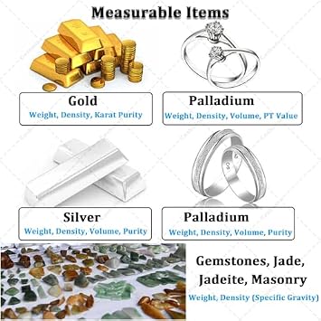 Gold Purity Tester Meter, Digital Electronic Purity Analyser for Gold Content Detection, Density Meter for Precious Metals, Authenticity Tester