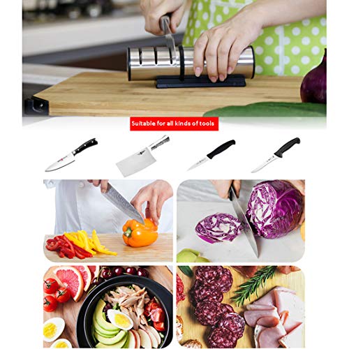 LTLWSH Manuelle Messerschärfer Küchenmesserschärfer aus Edelstahl 3-Stufen rutschfeste Base - Haushalt Messerschleifer… – Bild 4