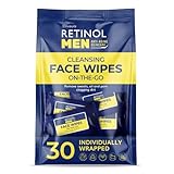 LIVAURA Retinol Men’s Individually Wrapped Wipes, Large Face and Body Wet Wipes with Micellar Water and Vitamins A-C-E, 30 Travel Essentials