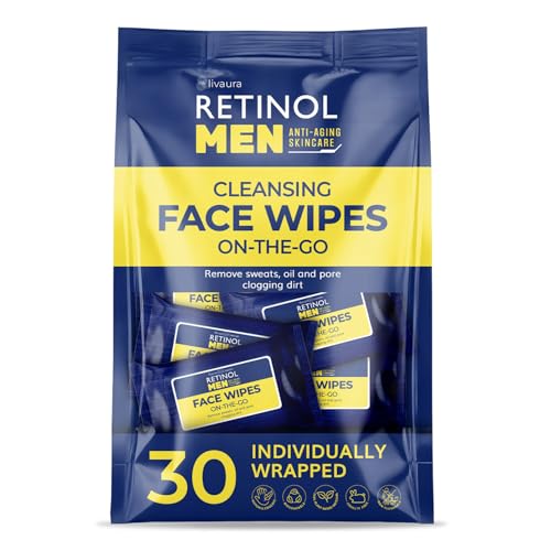 LIVAURA Men’s Individually Wrapped Face Wipes – Micellar Fac