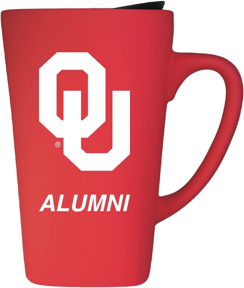 University of Oklahoma Alumni 16oz Soft Touch Ceramic Travel Mug with Lid - Red