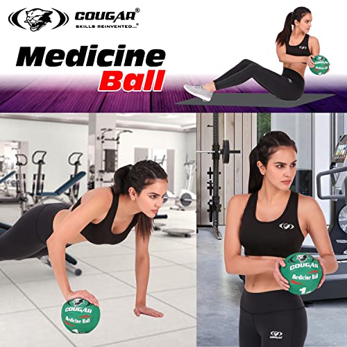 Image of COUGAR High Grip Rubber Moulded Medicine Ball Without Handle for Crossfit, Exercise & Fitness, Strength & Conditioning Exercises (10 KG, Black)
