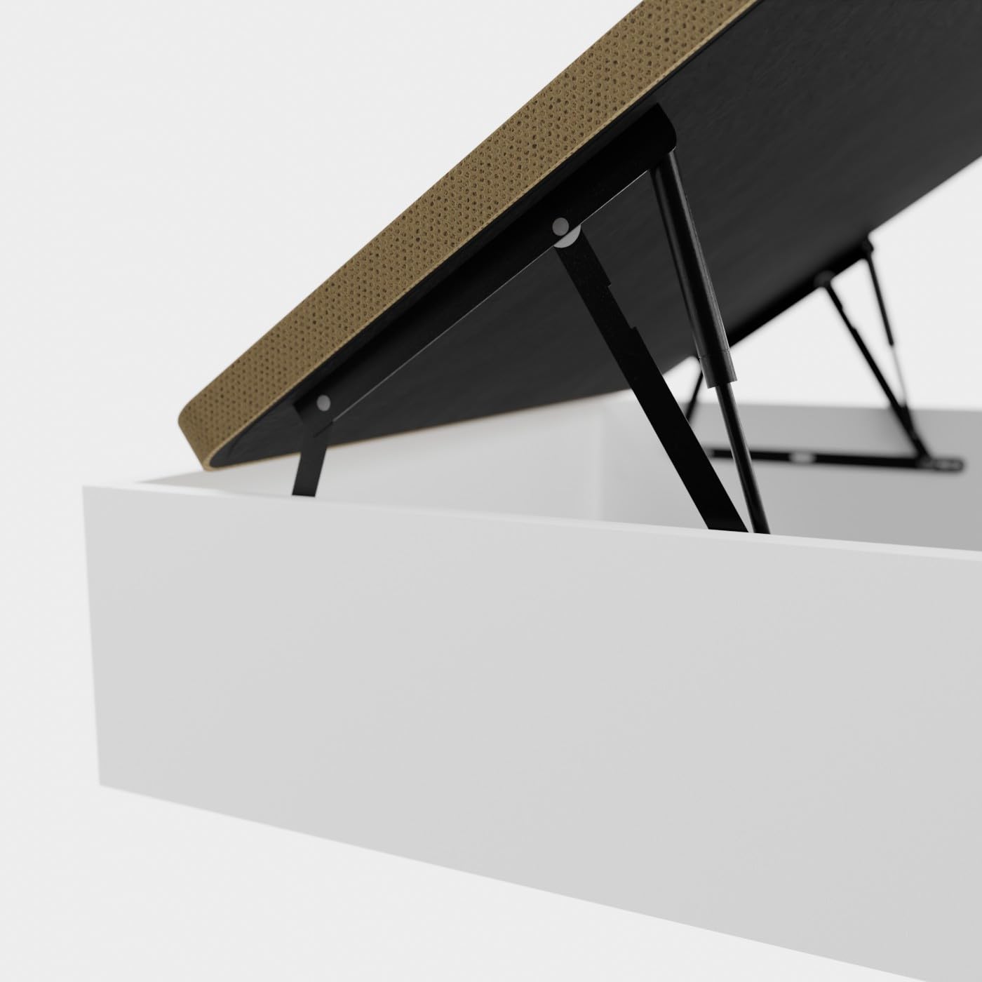 DUÉRMETE ONLINE - Canapé Abatible Blanco 135x190 cm, Gran Capacidad de Almacenaje, Estructura Súper Reforzada, Tapa 3D Transpirable, Incluye Subida a Domicilio