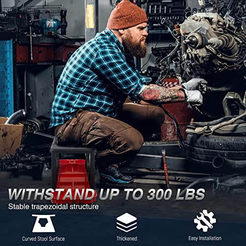 Agiiman Rolling Mechanic Stool - 300 Lbs Capacity Detailing Garage Stool With Wheels, Heavy Duty Mechanic Garage Chair Creeper Seat 2 Tool Storage Drawers Under Seat For Garage Repair #TOP3