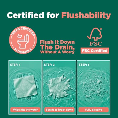 Image of ECO SOUL [Pack of 2, 96 Count] Flushable Extra-Large Adult Wipes-Mint | Eco-Friendly Compostable| 99% Purified Water, Hypoallergenic,Soft Wipes, BPA
