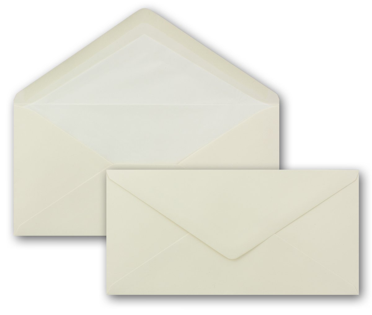 200 x buste DIN lunghe - bianco naturale con fodera in carta di seta bianca - 11 x 22 cm - 120 g/m² - ideali per inviti, biglietti di Natale, cartoline di auguri