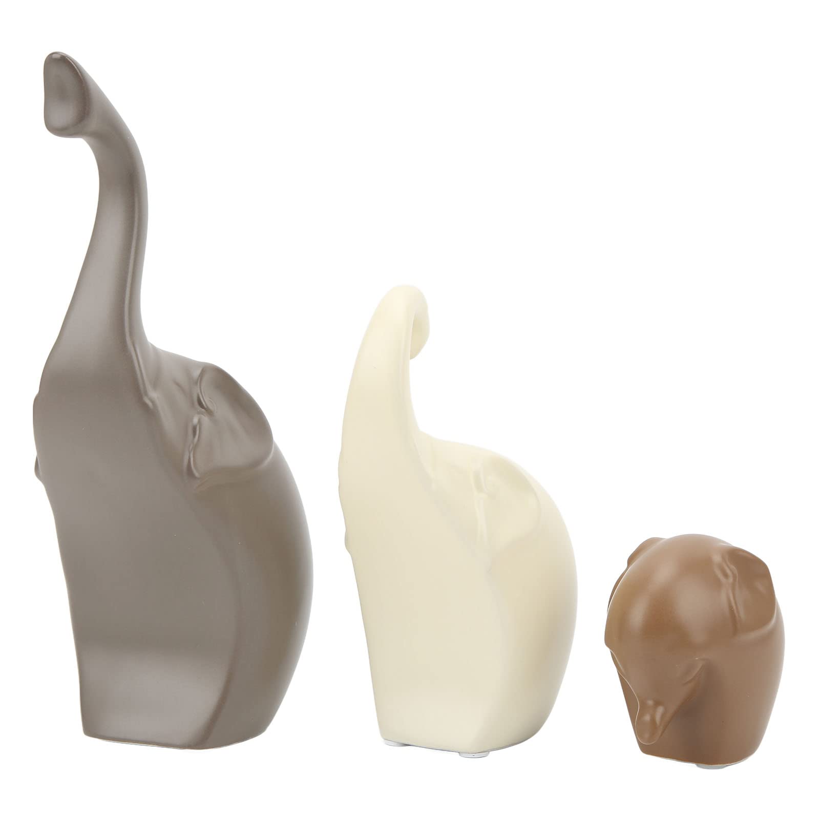 Scultura di Elefante in Ceramica Bianca da 3 Pezzi, Decorazioni Realistiche per la Casa, di Compleanno per la Libreria del Desktop 'Ufficio