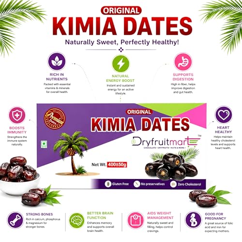 Image of Dryfruit Mart Original Kimia Dates (khajoor), 400g | Soft Premium Khajoor for Instant Energy, Digestion & Bone Strength | 100% Natural, No Preservatives & Gluten Free