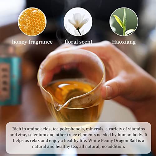 Xixicha White Tea White Peony Tea Dragon Pearls Tea Fuding White Tea White Loose Leaf Tea Balls Tea Chinese White Tea 7Oz Chinese Kung Fu Tea 福鼎白茶 白牡丹龙珠茶 #TOP3